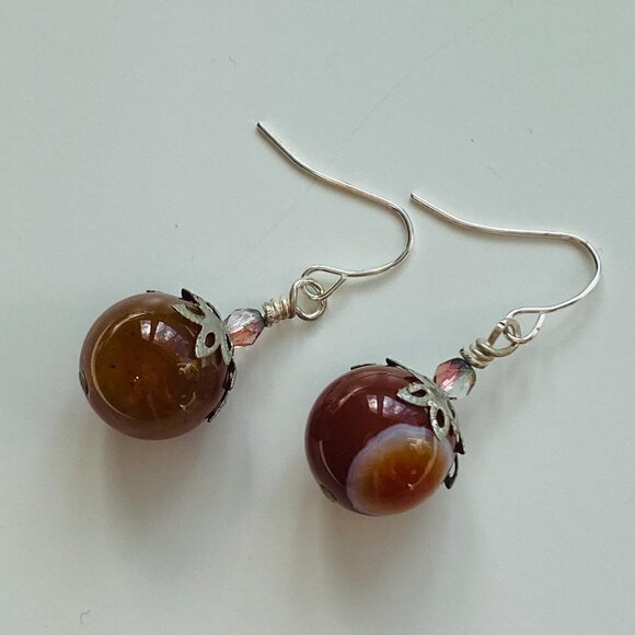 Red Jasper & Silver Plated Earrings - Picture 3 of 6
